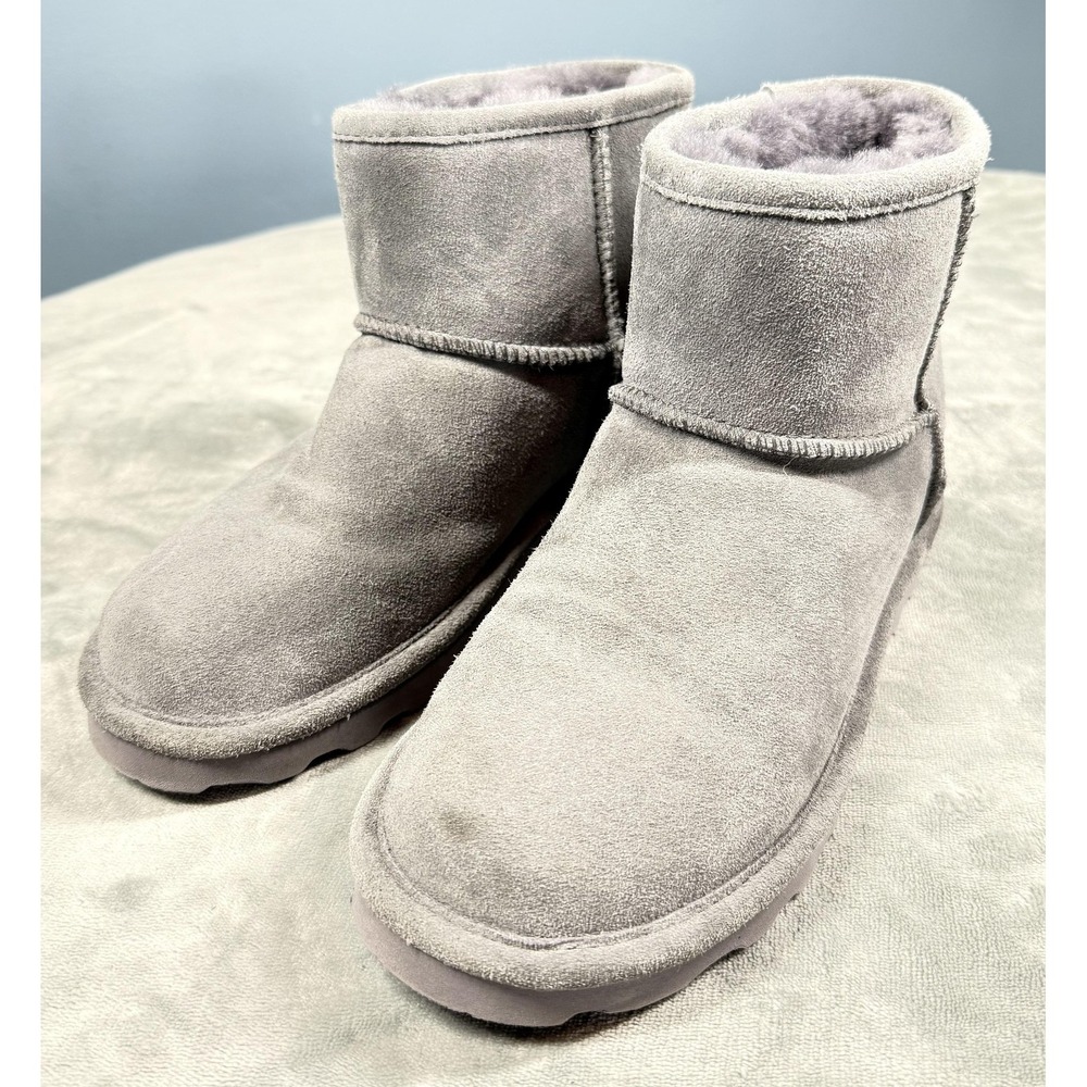 Bearpaw Alyssa Boots Womens Size 9 Gray Suede Shearling Winter Ankle 2130W